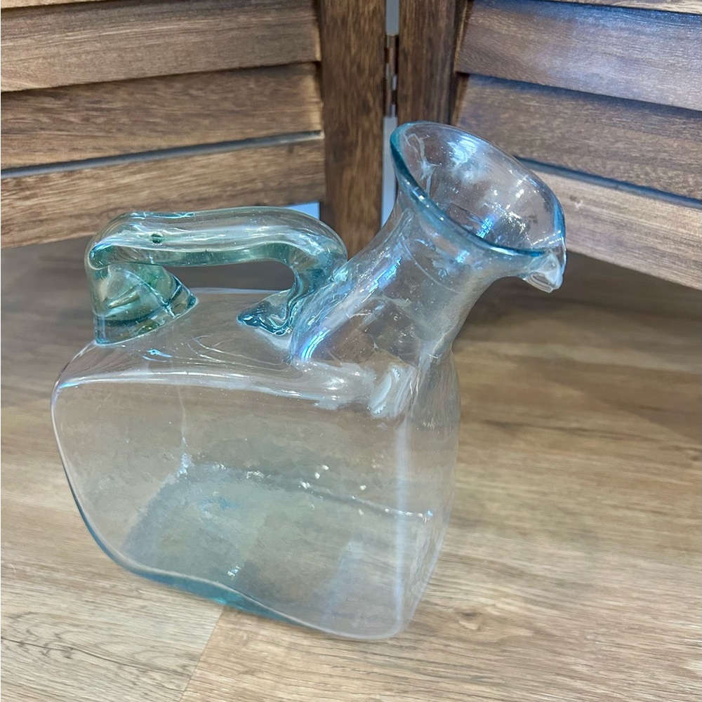 Vintage Clear Hand Blown Art Glass Pitcher